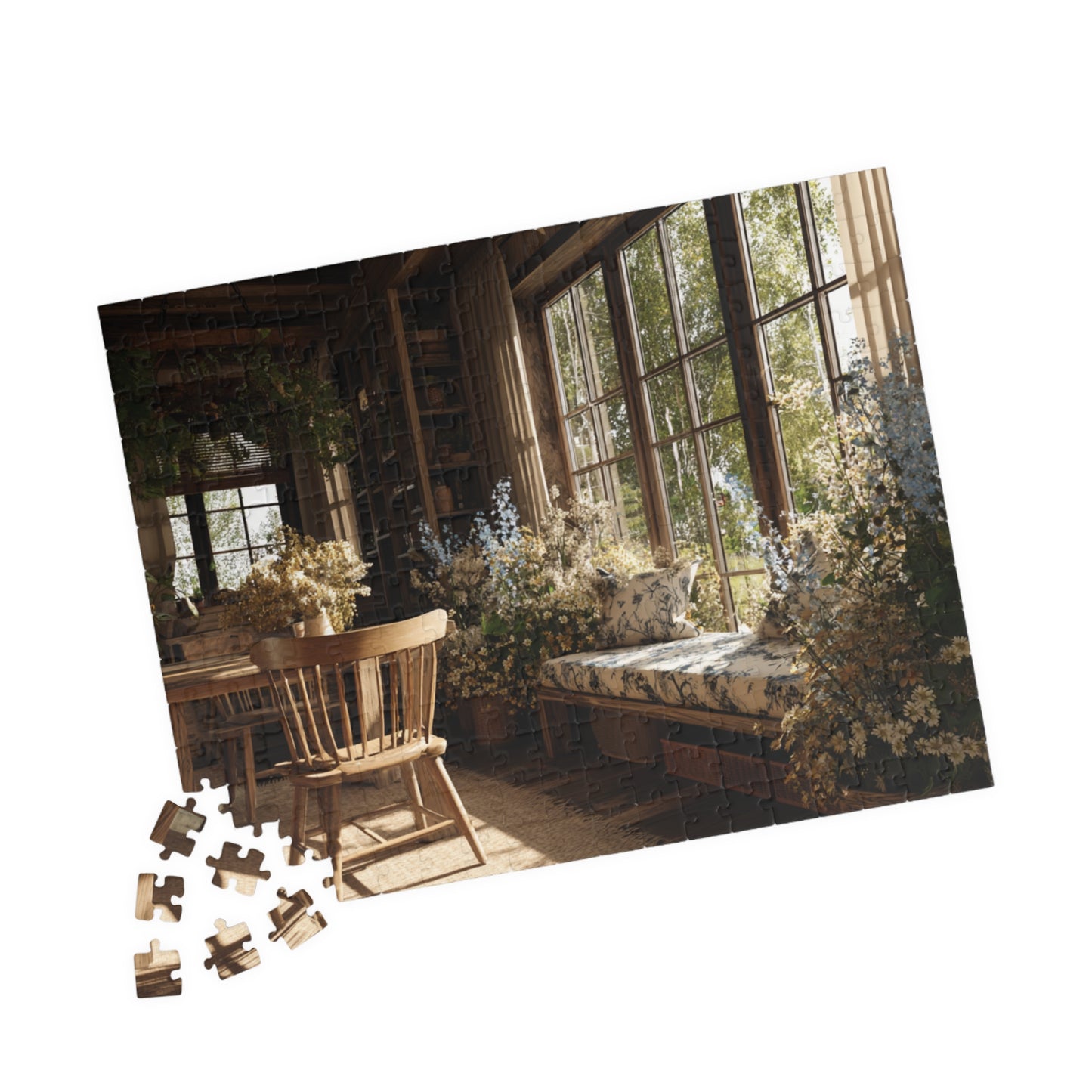 Sunlit Cozy Window Nook Puzzle | Vintage Cottage Interior 110-1014 pcs