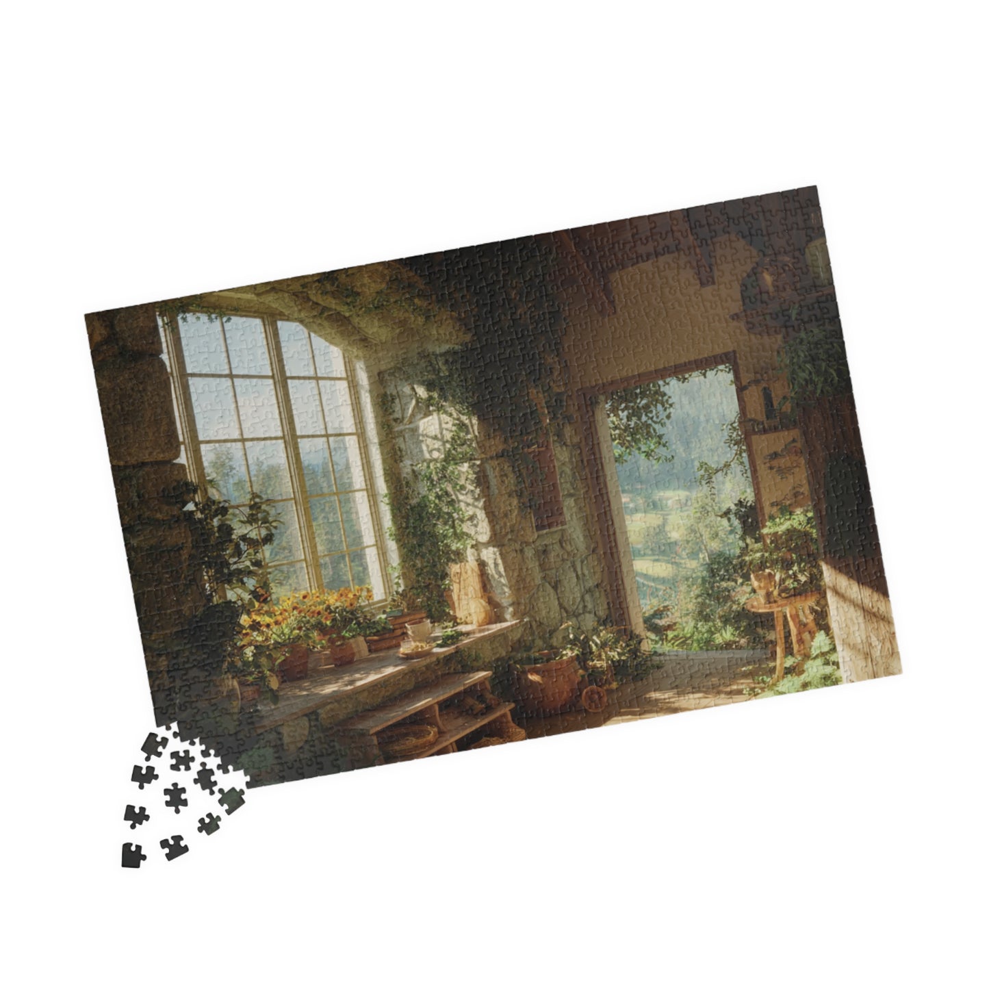 Sunlit Garden Interior Puzzle | Vintage Cottage Window 110-1014Piece