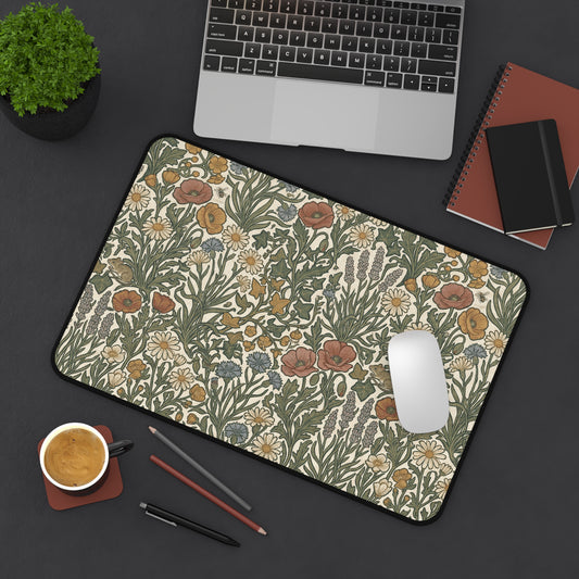 Vintage Wildflower Pattern Desk Mat | Floral Botanical Mousepad