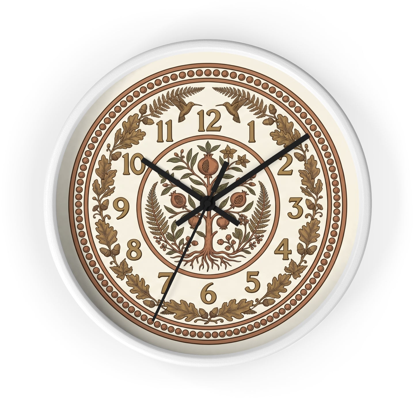 Pomegranate Medallion Wall Clock | Vintage Botanical Folk Art Ornamental
