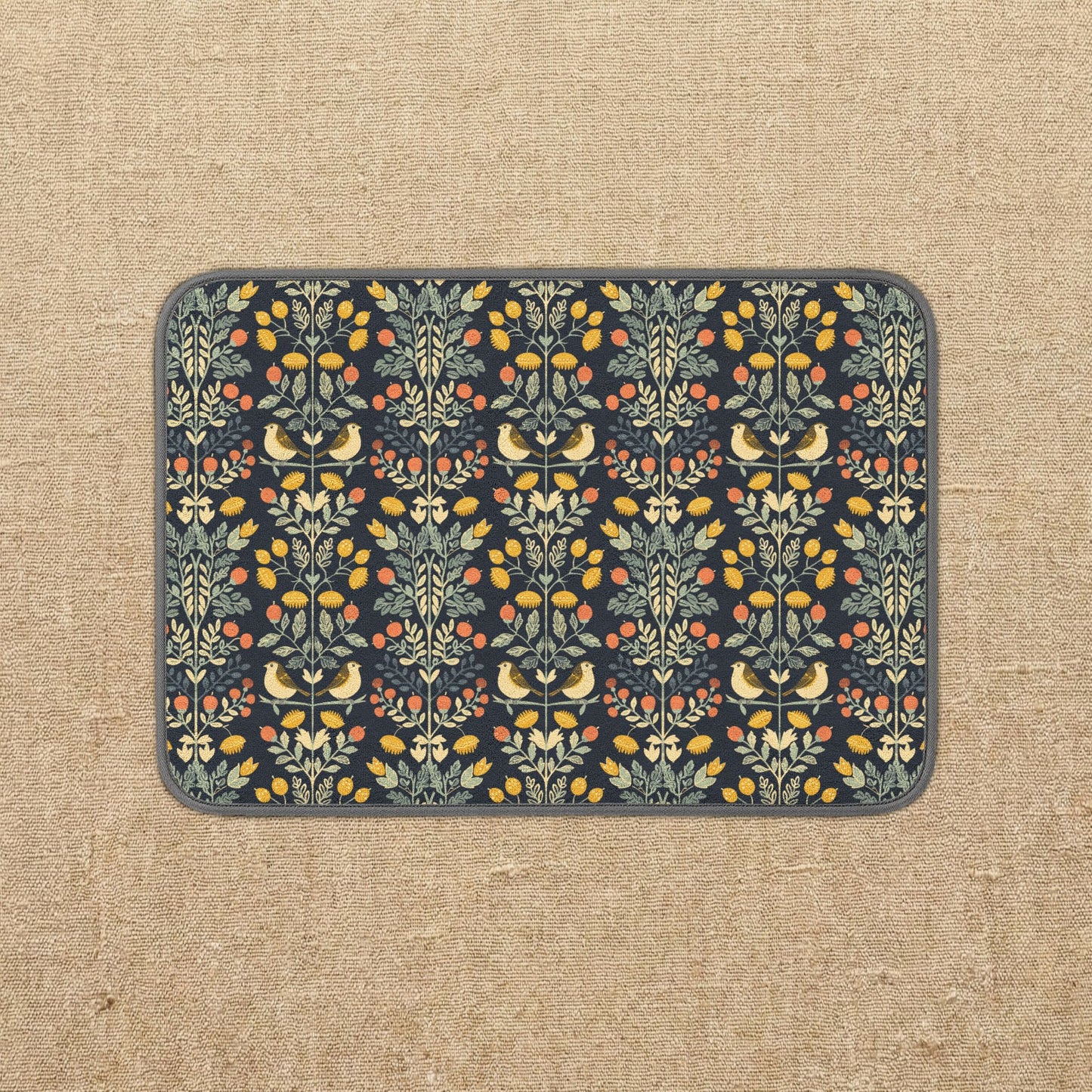 Vintage Floral Folk Pattern Microfiber Dish Mat | Kitchen Floor Mat