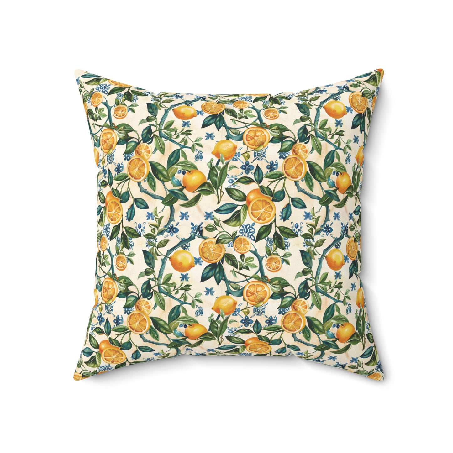 Lemon Branches Pillow | Citrus Floral Square Pillow, Botanical Home Decor