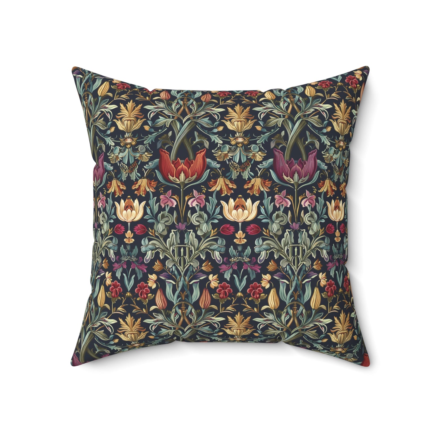 William Morris Style Floral Pattern Pillow | Vintage Botanical Throw Pillow