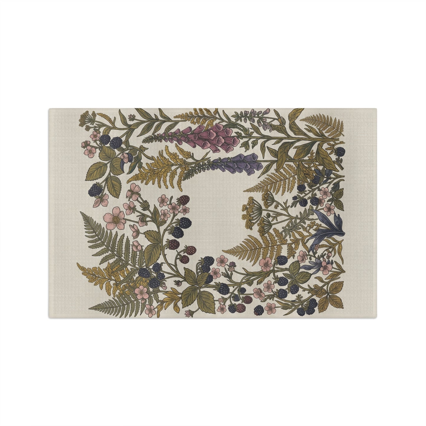 Wildflower and Berry Wreath Tea Towel | Botanical Kitchen Linen