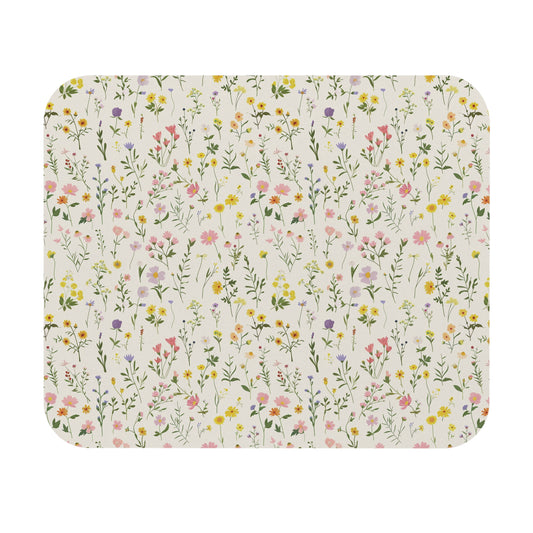 Wildflower Pattern Mouse Pad | Botanical Floral Desk Accessory