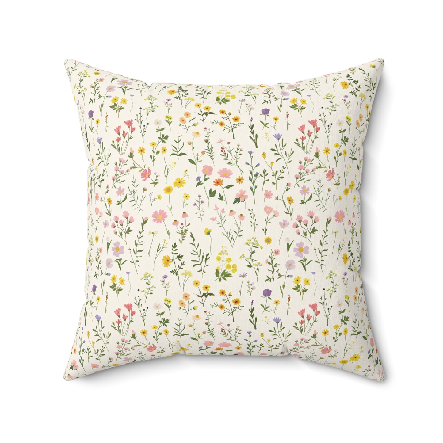 Wildflower Meadow Pillow | Botanical Floral Pattern Square Pillow