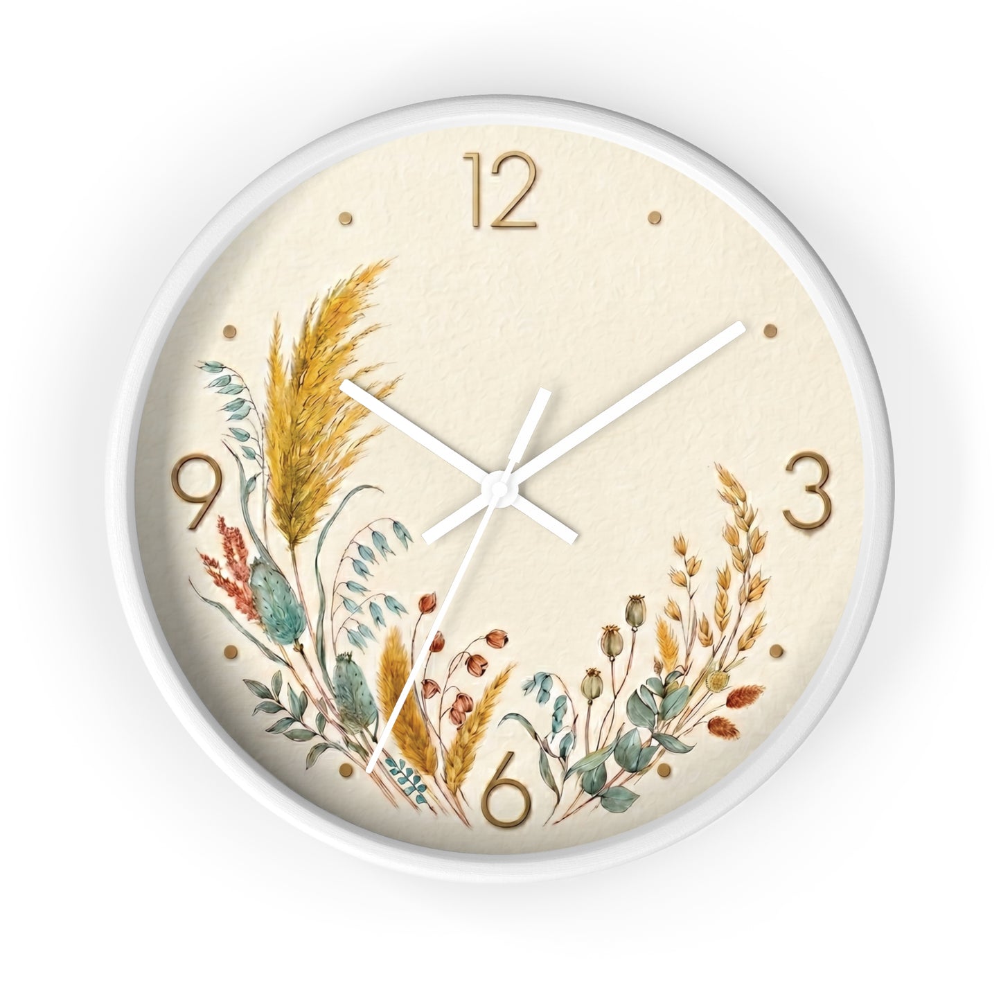 Dried Wildflower Bouquet Wall Clock | Boho Coastal Floral Home Decor