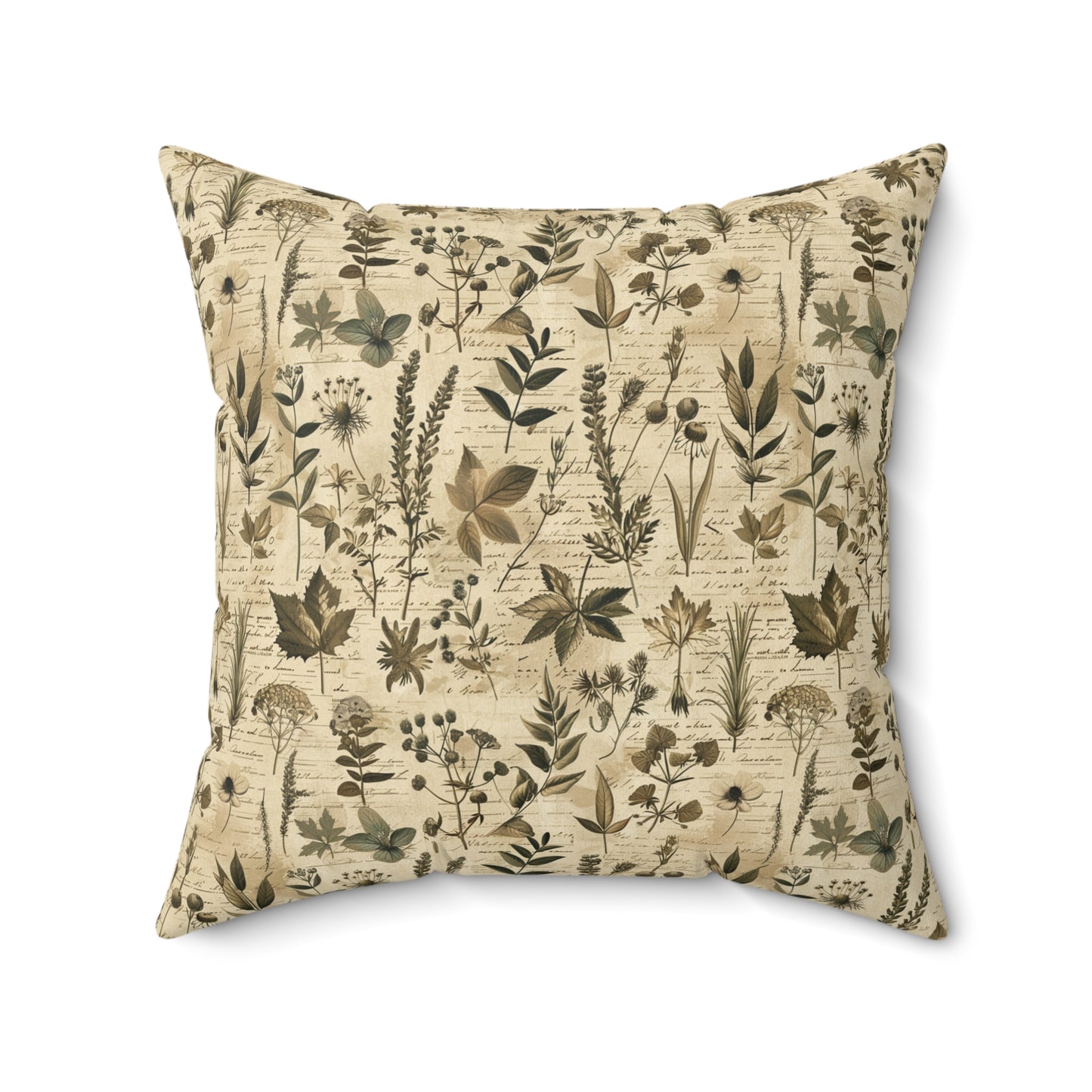 Vintage Botanical Pattern Pillow | Neutral Floral Accent Pillow