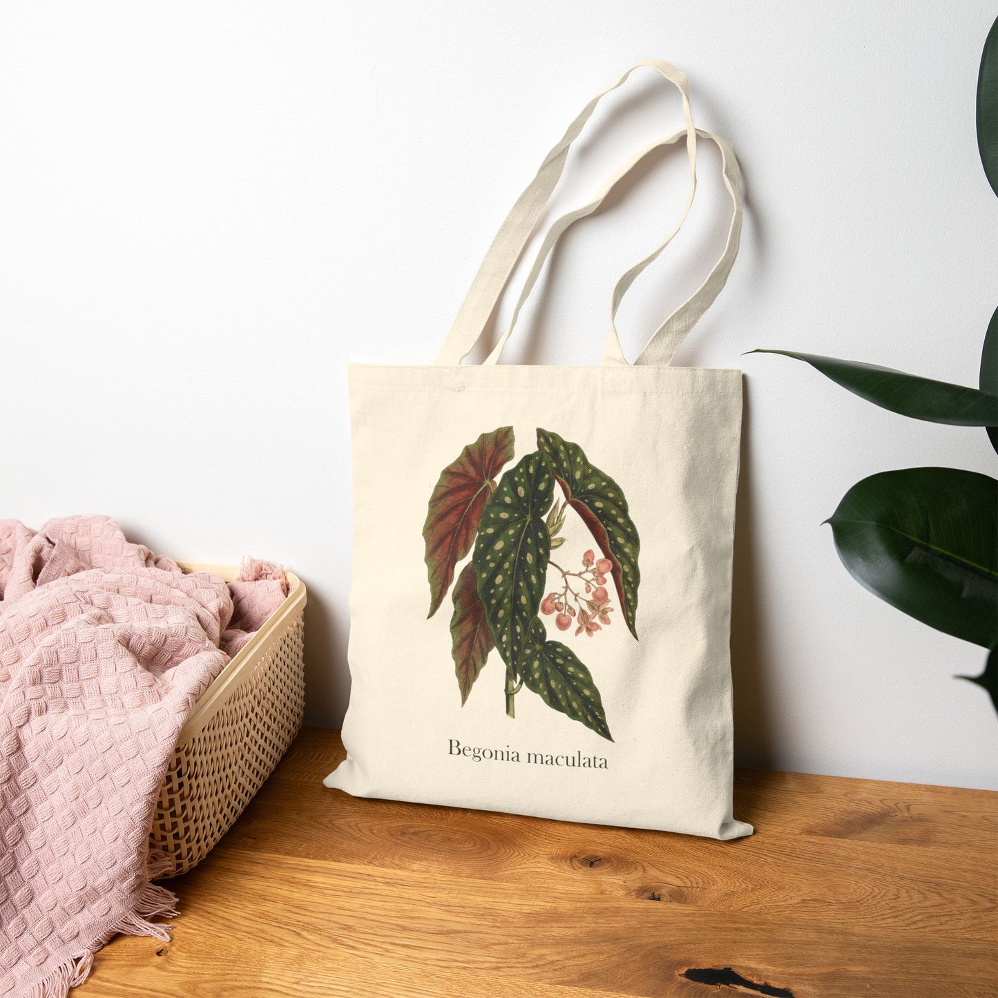 Begonia maculata Botanical Tote Bag | Polka Dot Begonia Illustration