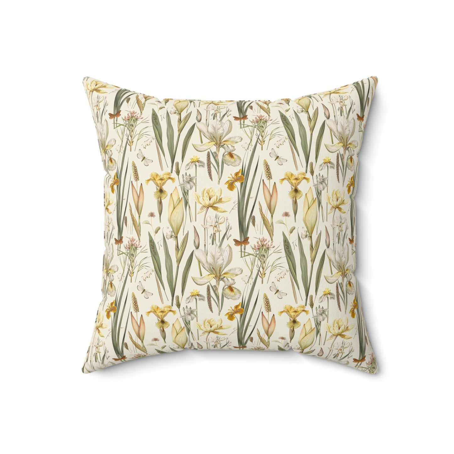Vintage Daffodil Botanical Pillow | Yellow Spring Floral Throw Pillow