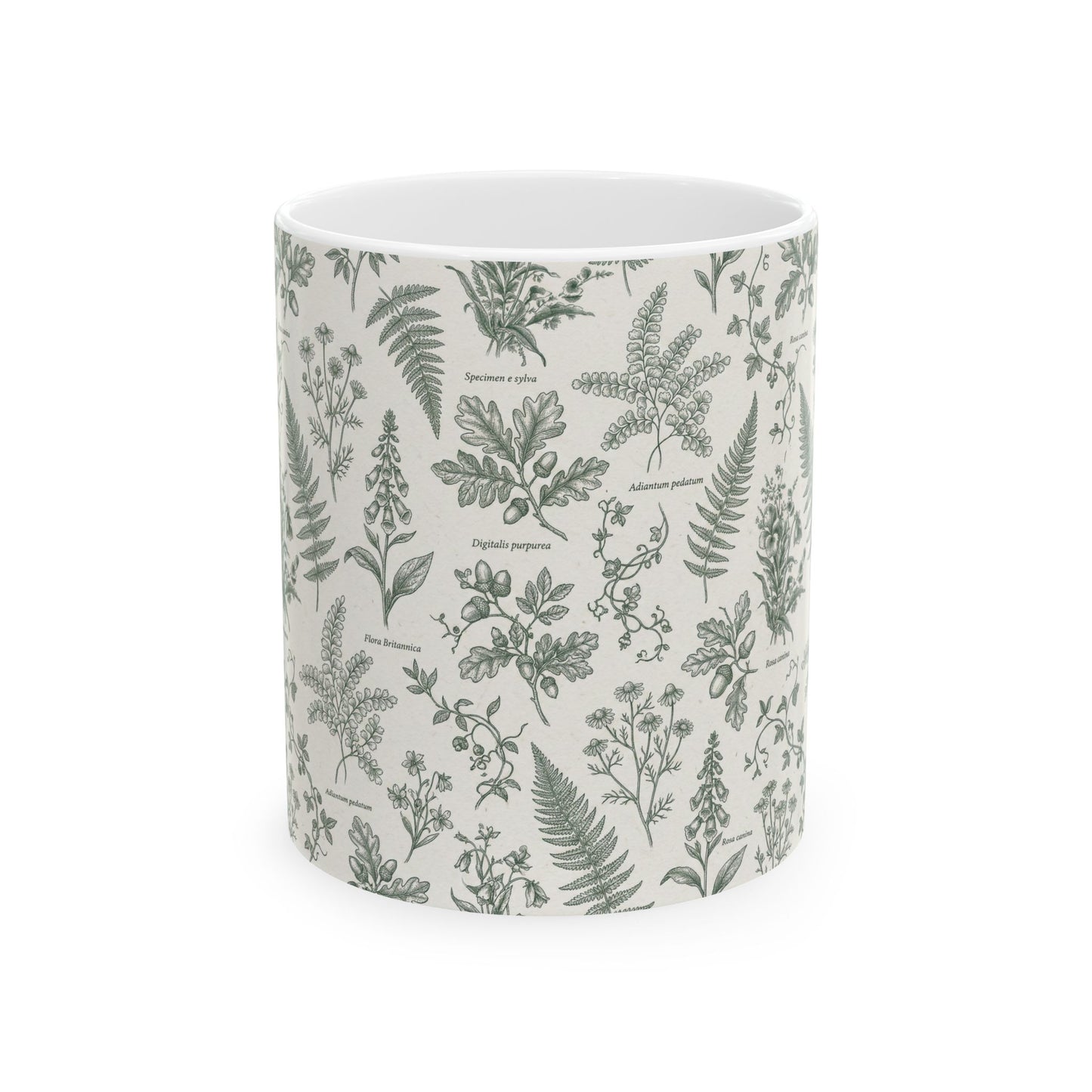 Vintage Botanical Ferns Mug | Green Floral Ceramic Mug