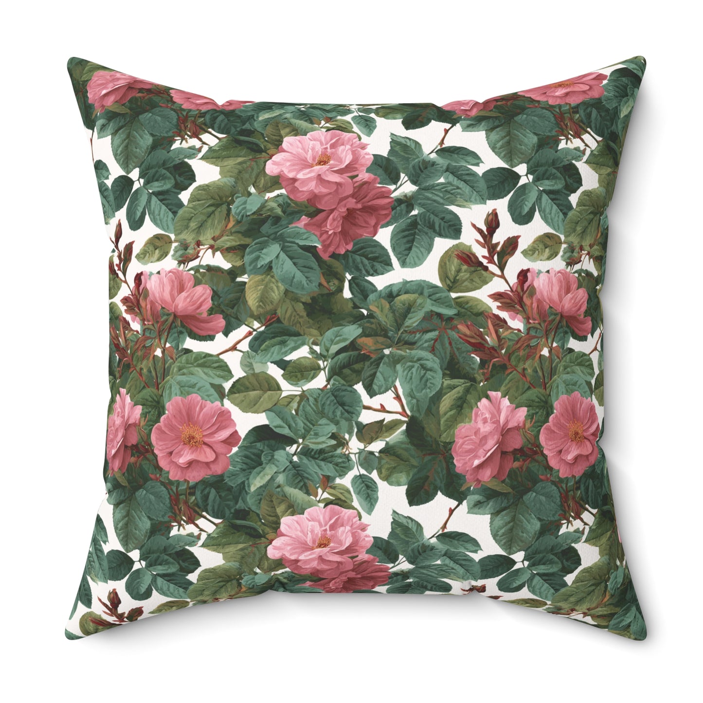 Vintage Pink Rose Floral Print Pillow | Square Pillow