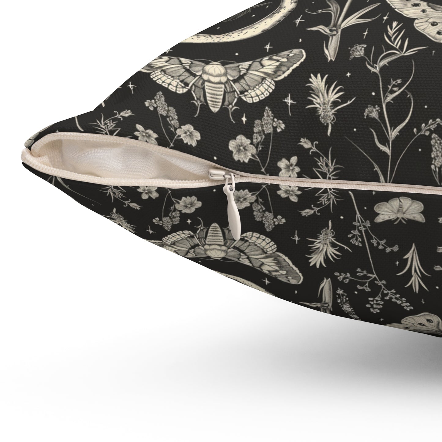 Vintage Moth and Moon Pillow | Botanical Moth Pattern