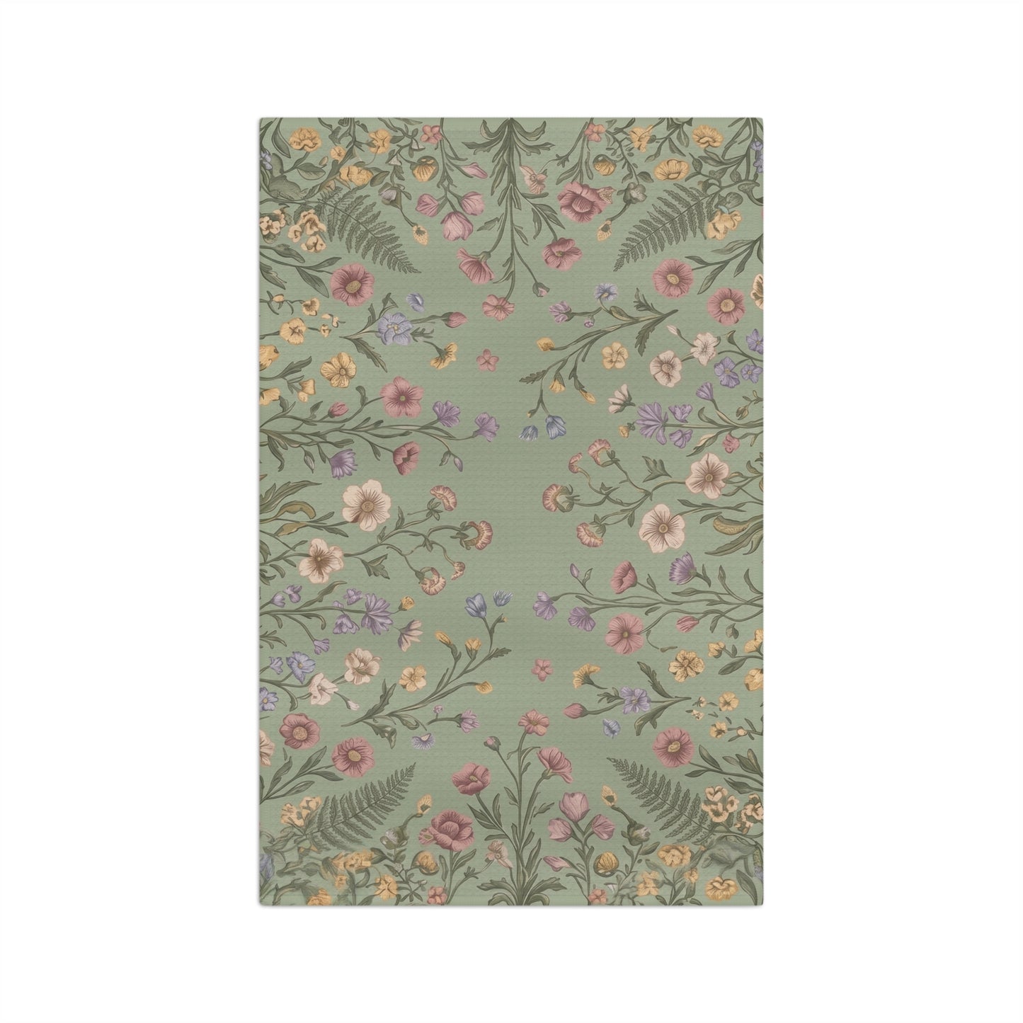 Vintage Wildflower Pattern Microfiber Tea Towel | Botanical Floral Kitchen Linen