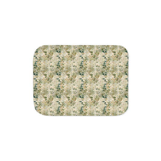 Vintage Wildflower Floral Pattern Sherpa Blanket | Neutral Botanical Throw