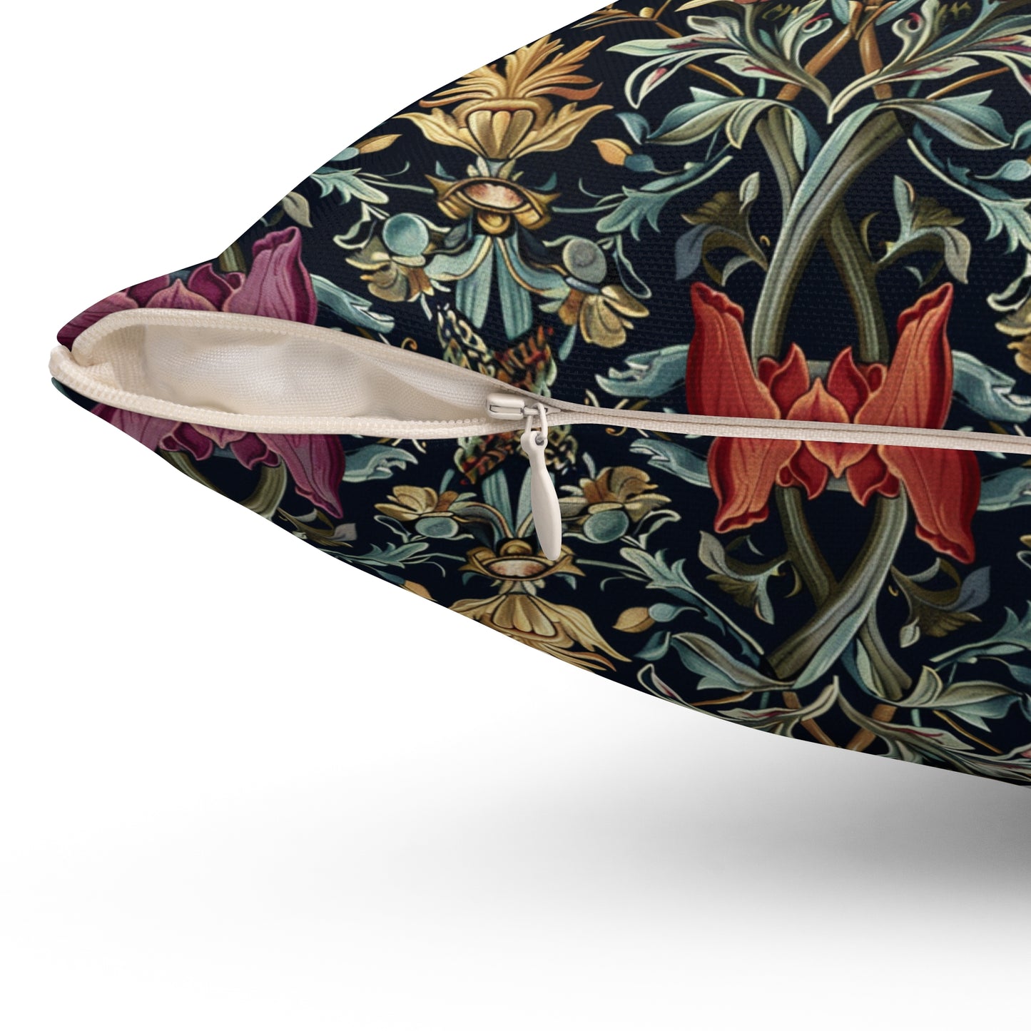 William Morris Style Floral Pattern Pillow | Vintage Botanical Throw Pillow