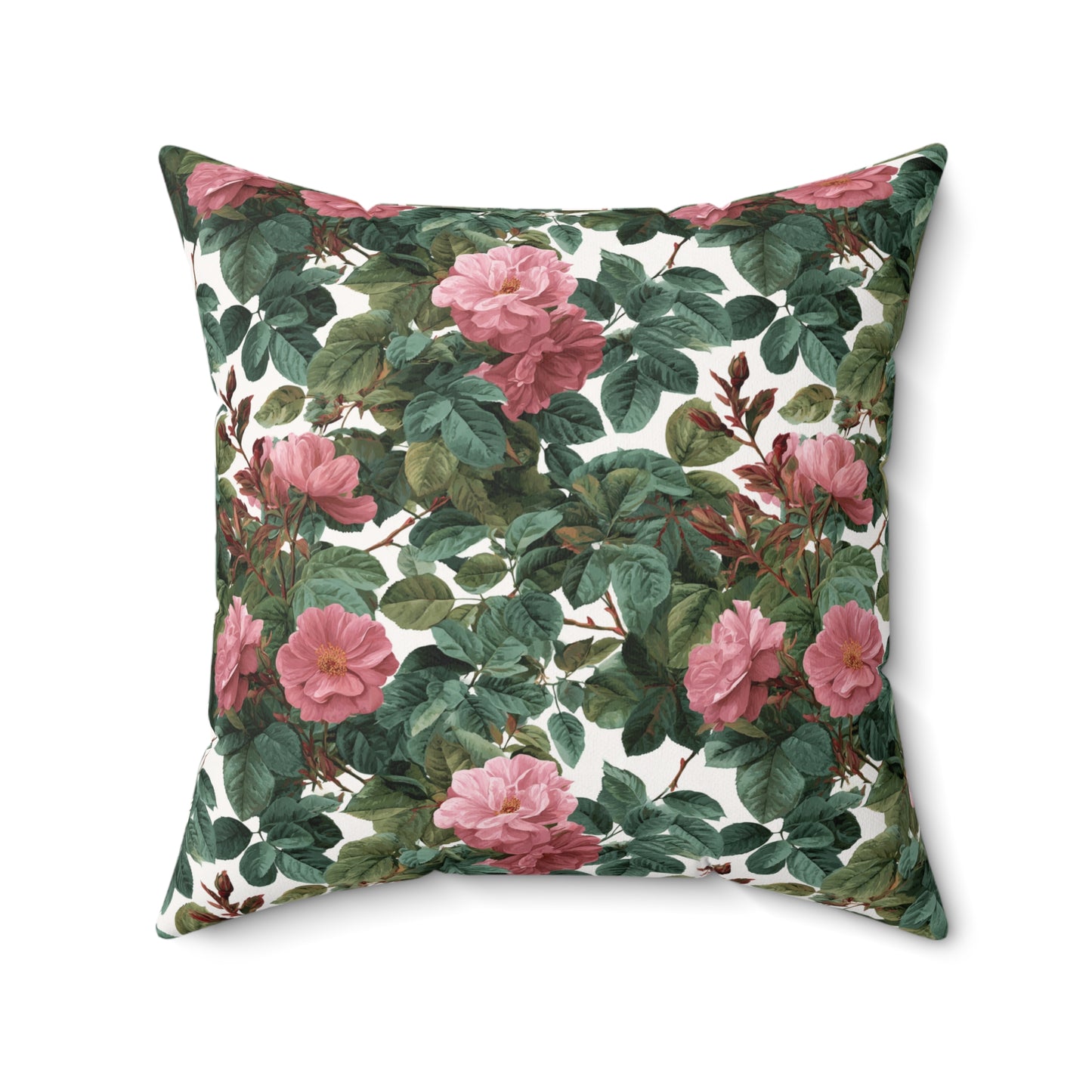 Vintage Pink Rose Floral Print Pillow | Square Pillow
