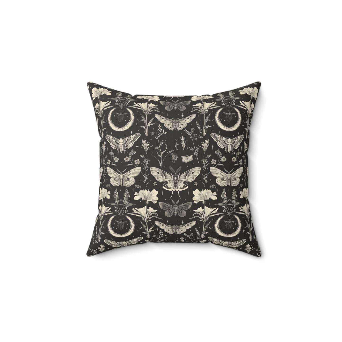 Vintage Moth and Moon Pillow | Botanical Moth Pattern