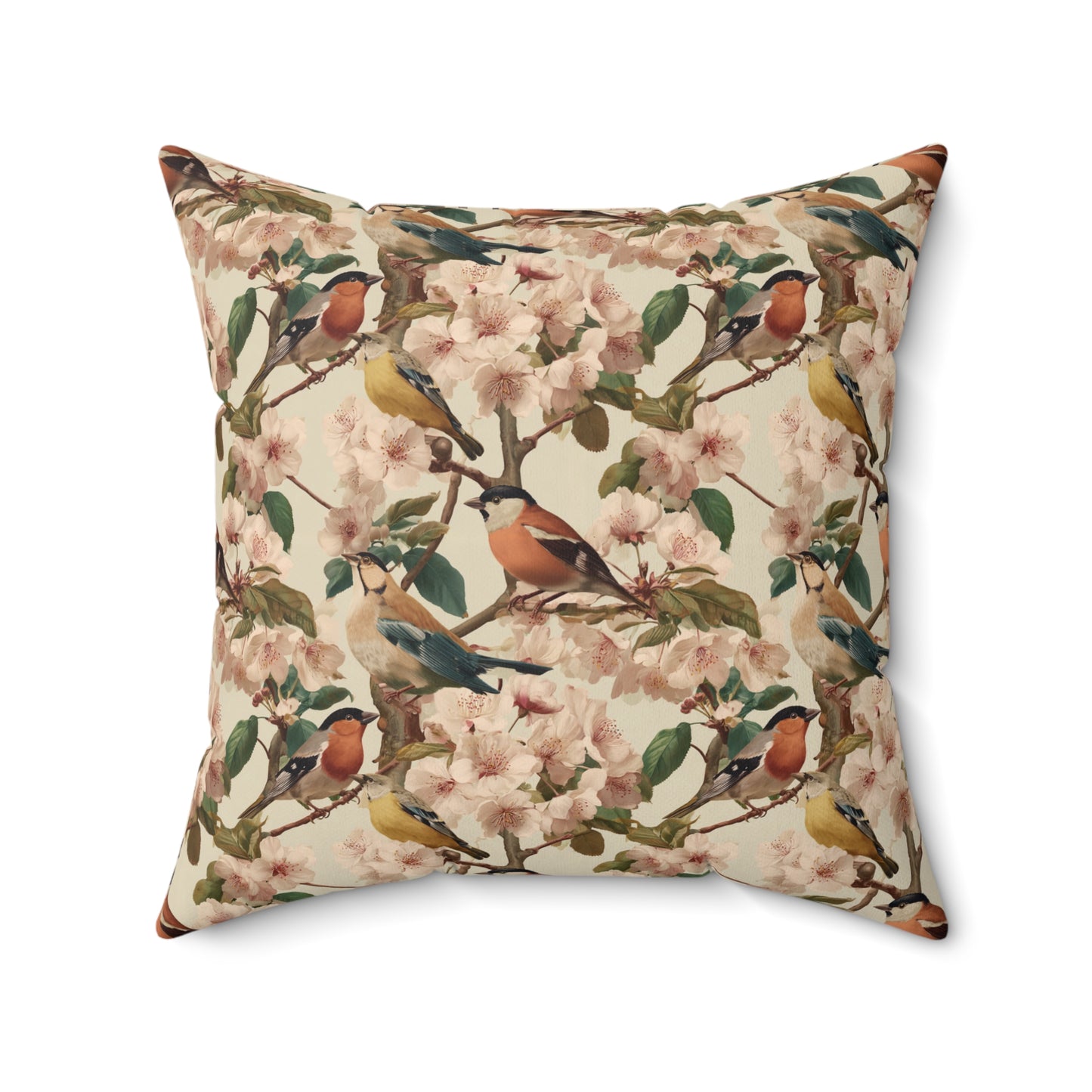 Vintage Bird Floral Pillow | Throw Pillow, Botanical Songbirds Pattern