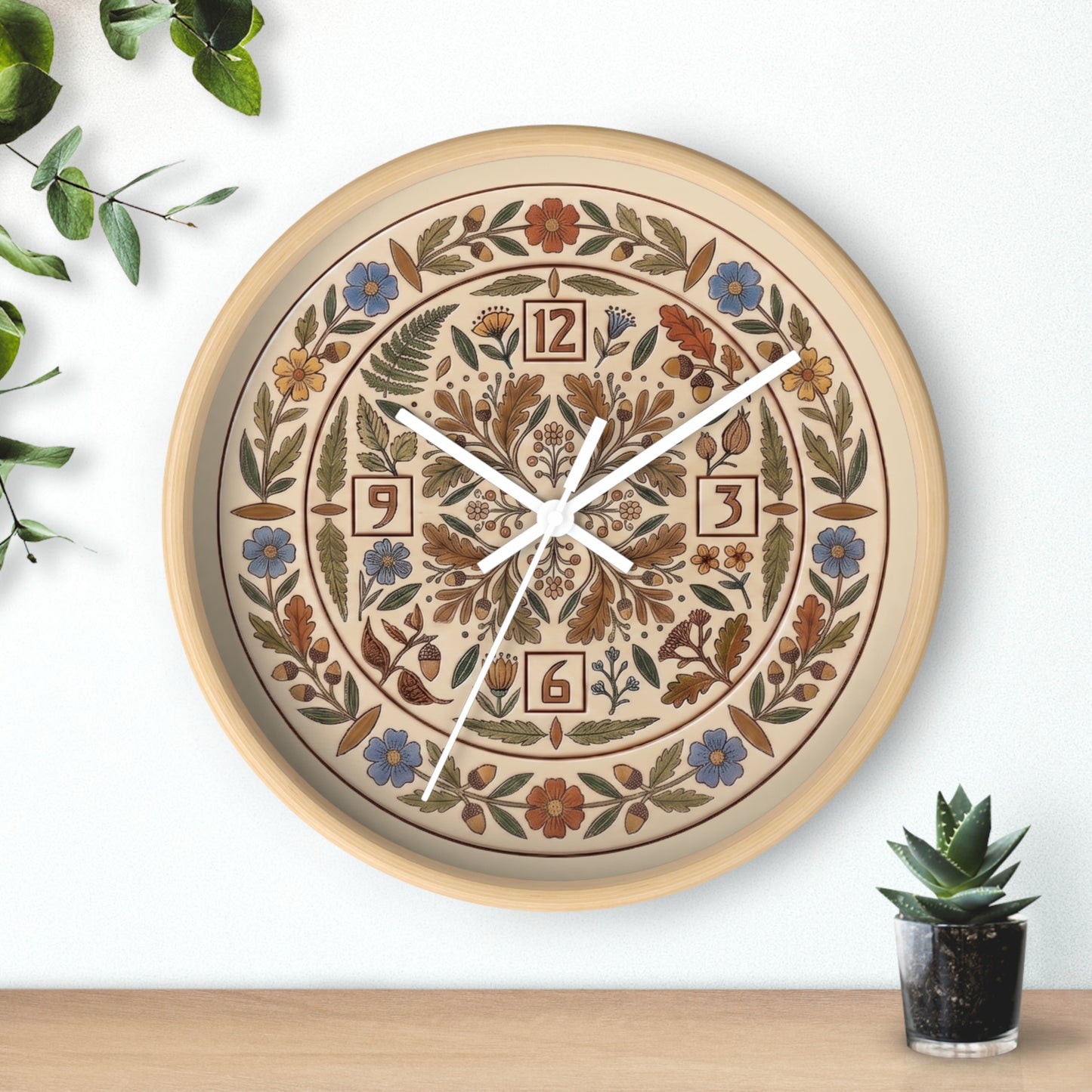 Boho Floral Mandala Wall Clock | Arts And Crafts Rustic Floral Pattern Clock