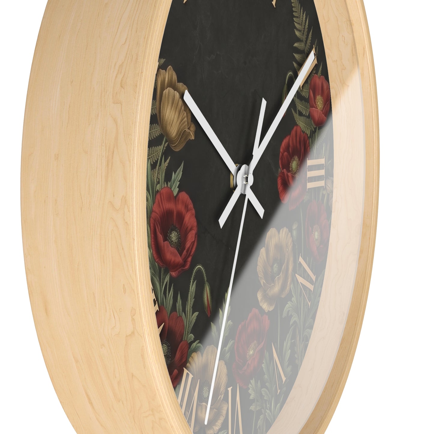 Vintage Floral Roman Numeral Wall Clock | Poppy and Fern Botanical Clock