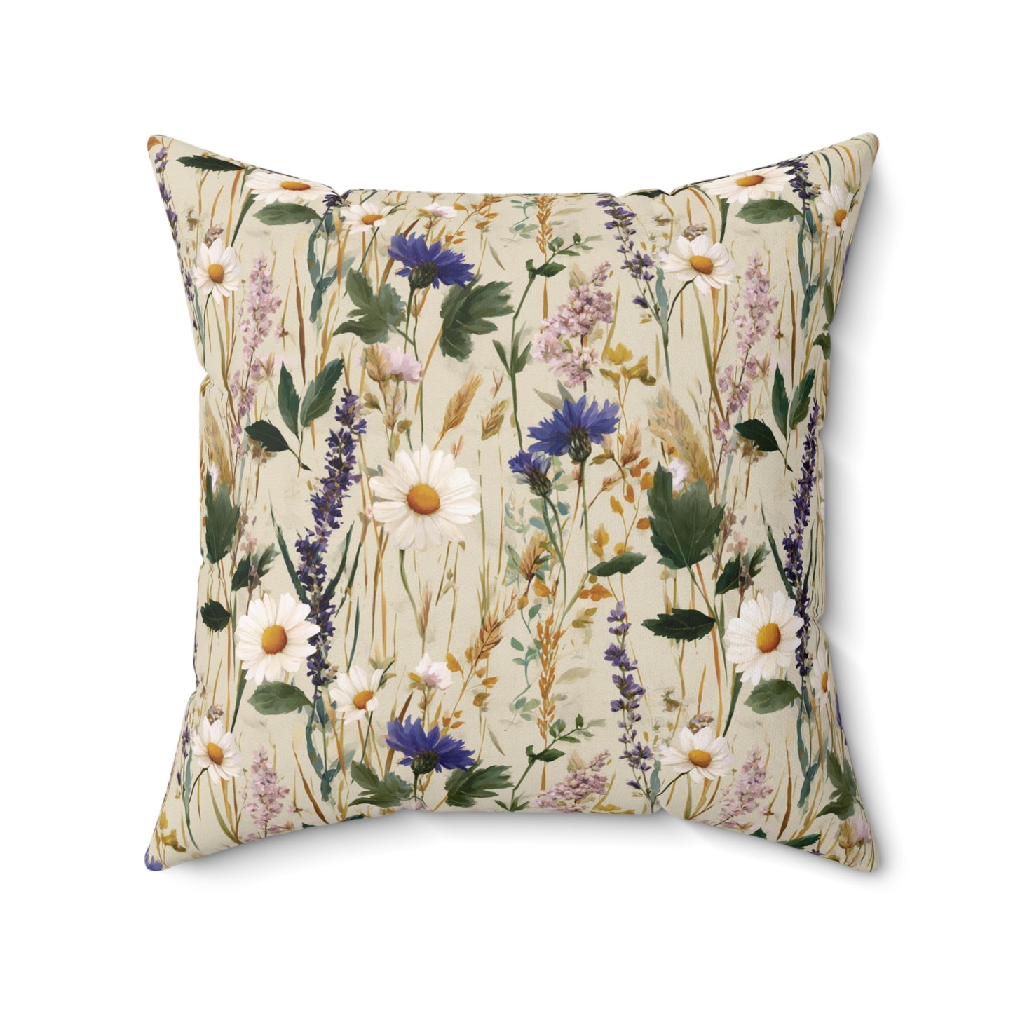 Wildflower Meadow Pillow | Daisies & Lavender Square Pillow