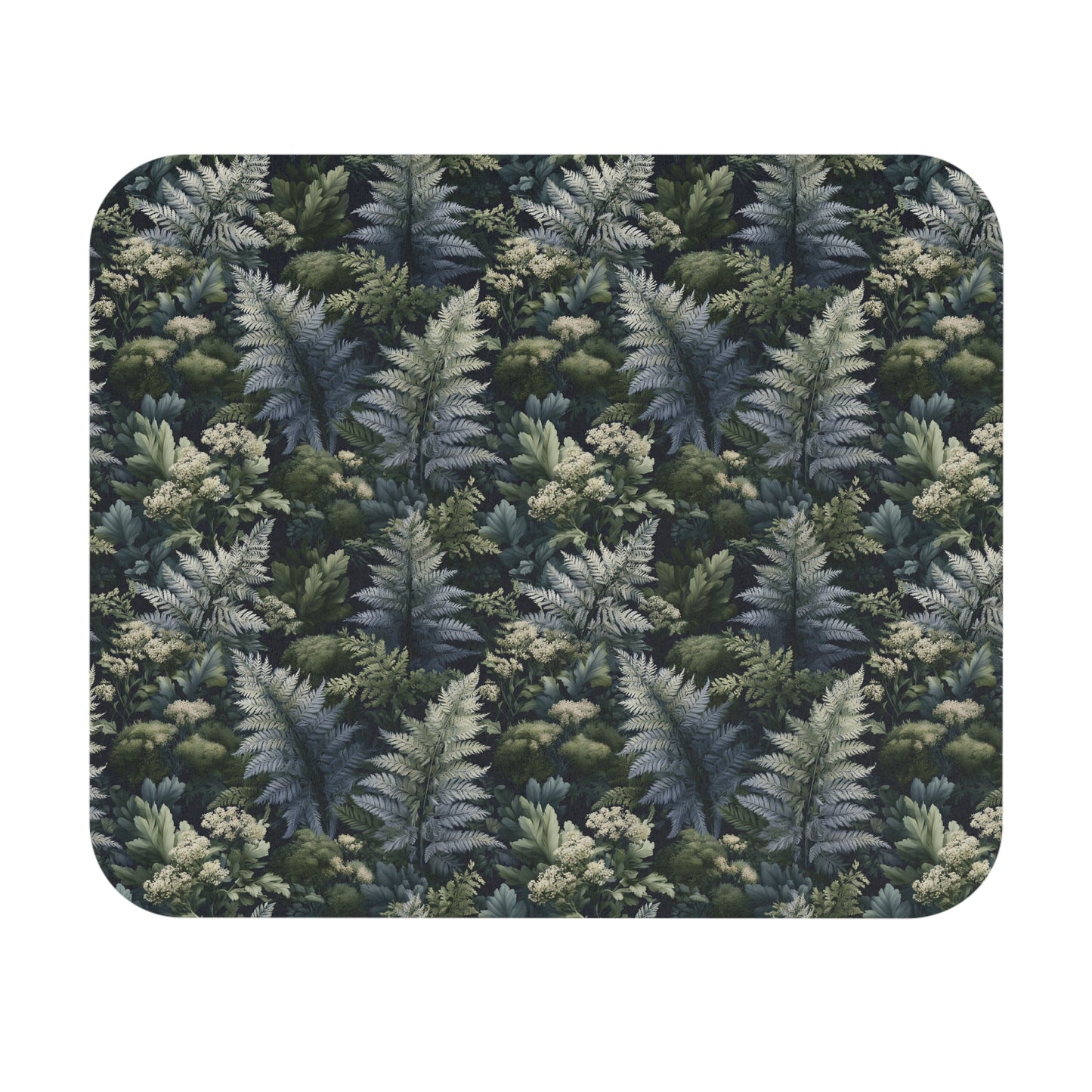 Vintage Fern Pattern Mouse Pad | Botanical Desk Mat, Green Foliage