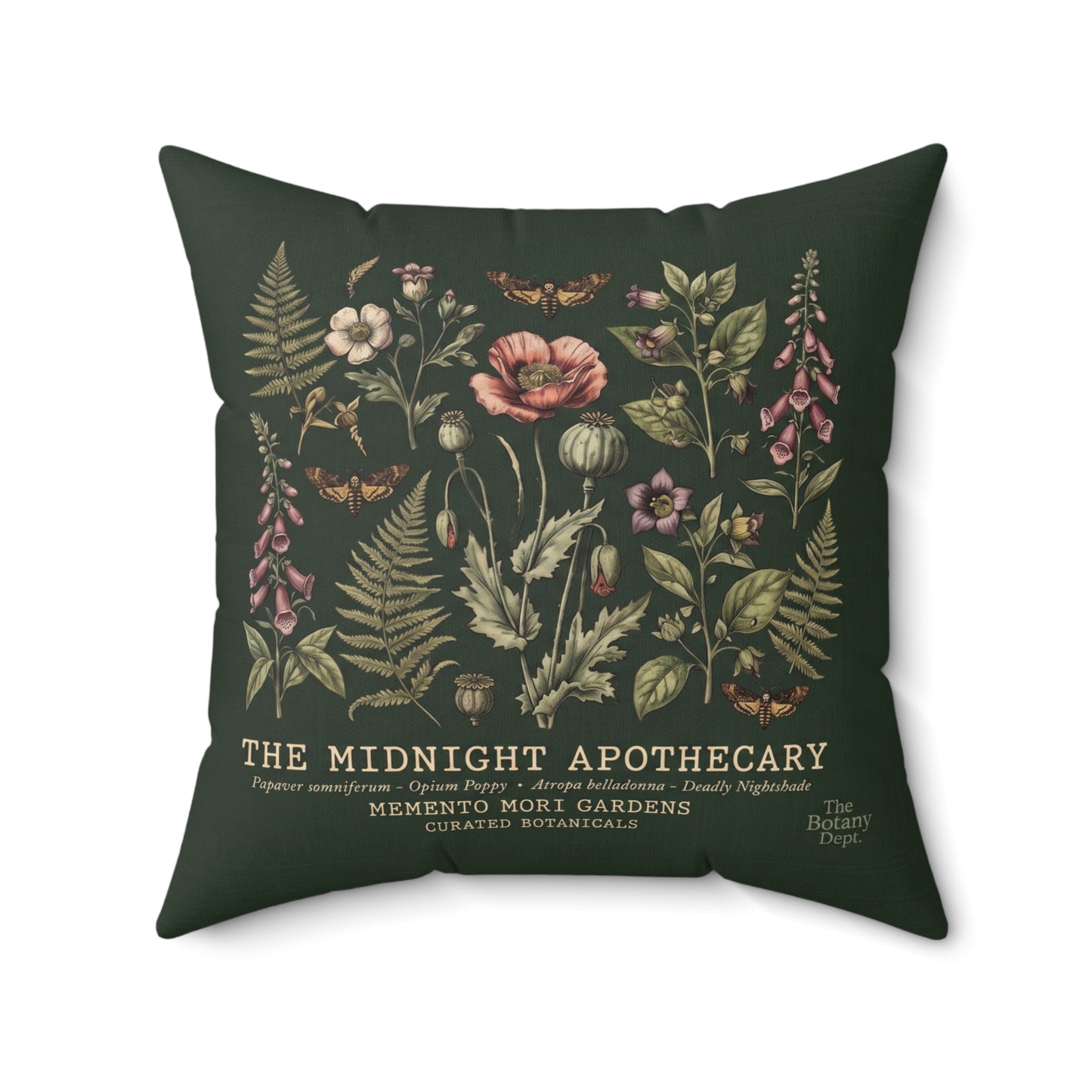 Midnight Apothecary Floral Print Pillow | Botanical Square Pillow