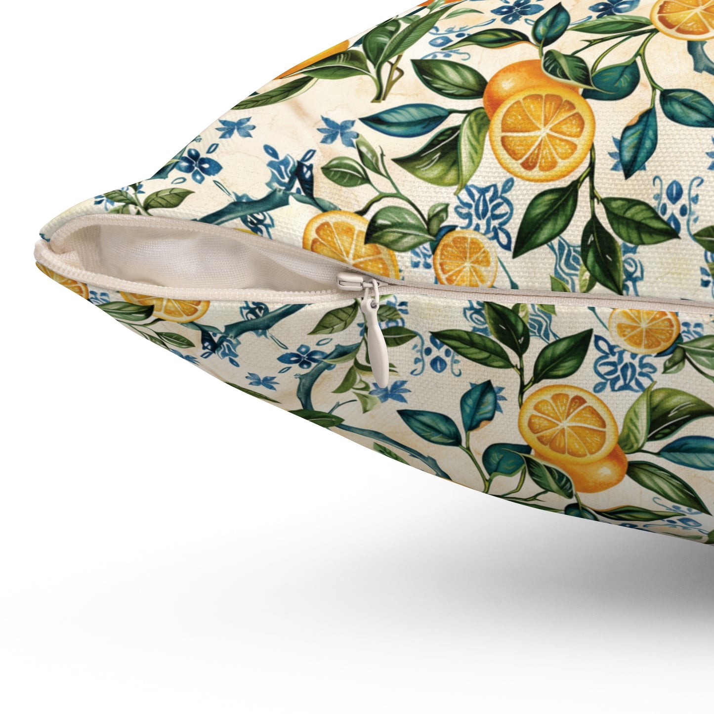 Lemon Branches Pillow | Citrus Floral Square Pillow, Botanical Home Decor