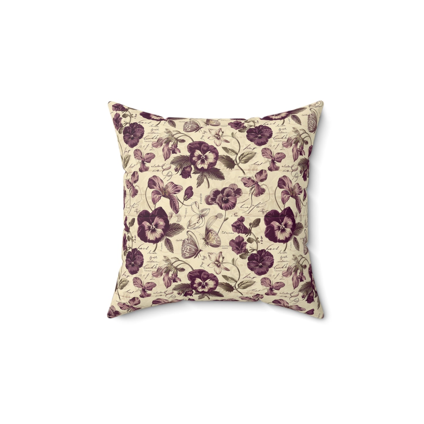 Vintage Pansy Floral Pillow | Purple Botanical Pattern