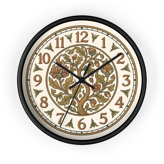 Art Nouveau Floral Acorn Tree Wall Clock | Vintage Style Home Decor