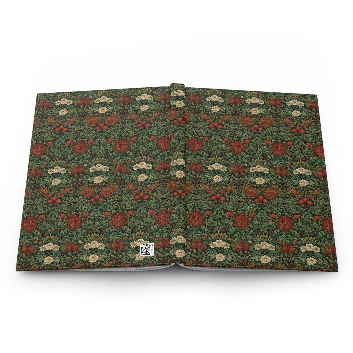 Vintage William Morris Style Botanical Pattern Hardcover Journal | Floral Pumpkin Vine Notebook