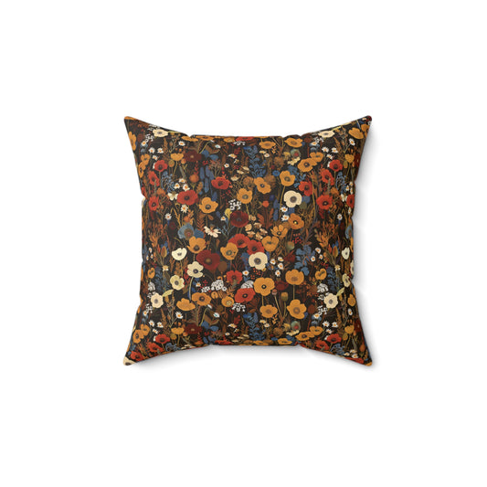 Autumn Wildflower Pattern Pillow | Square Pillow
