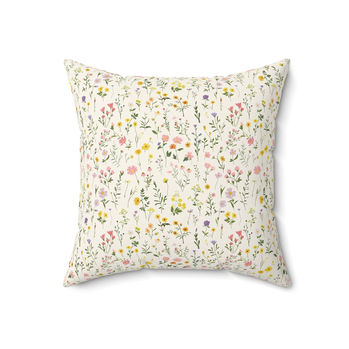 Wildflower Meadow Pillow | Botanical Floral Pattern Square Pillow