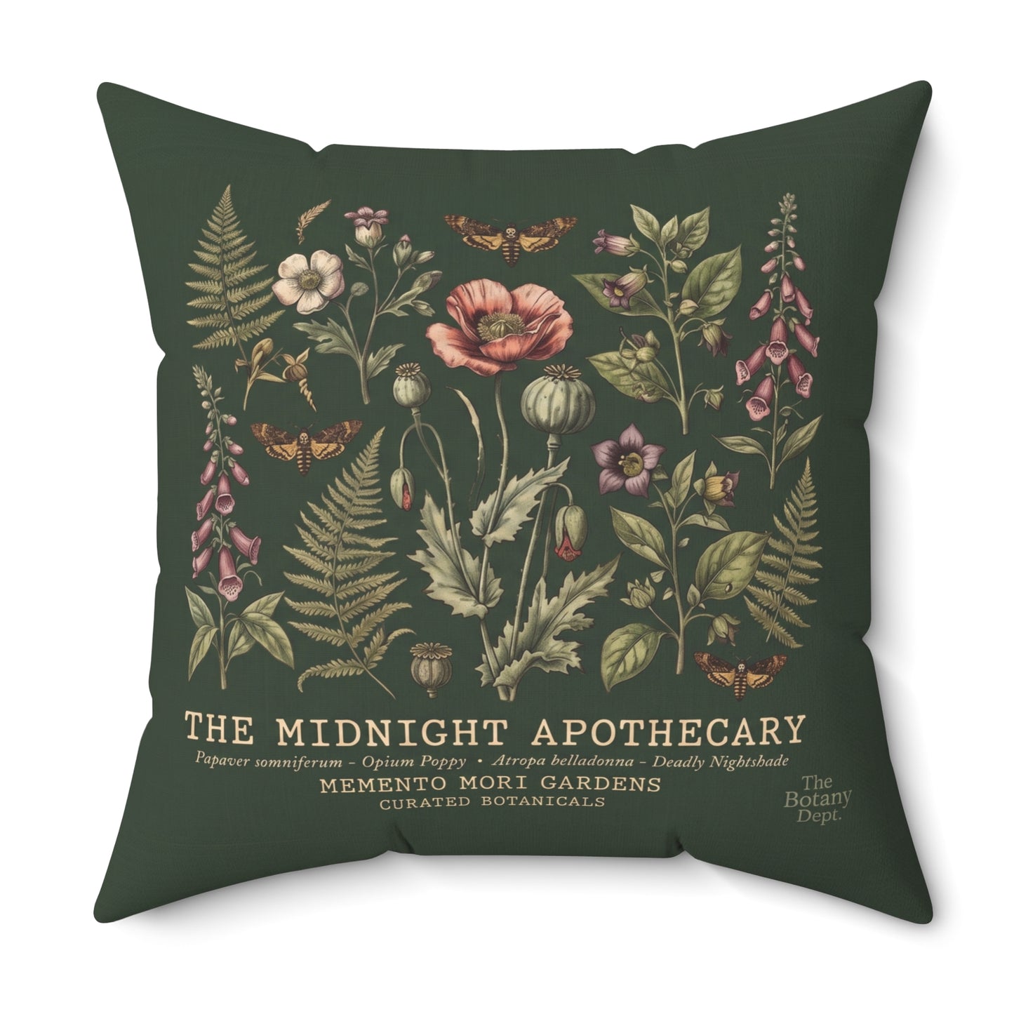 Midnight Apothecary Floral Print Pillow | Botanical Square Pillow