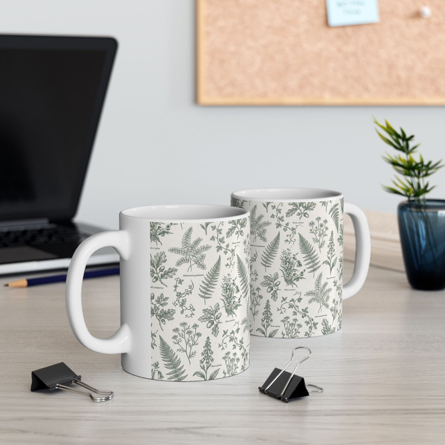 Vintage Botanical Ferns Mug | Green Floral Ceramic Mug