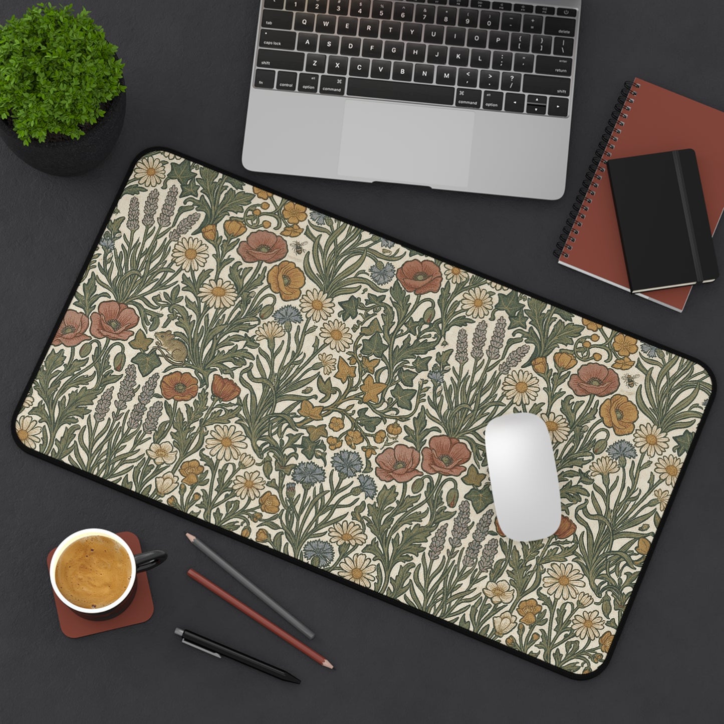 Vintage Wildflower Pattern Desk Mat | Floral Botanical Mousepad