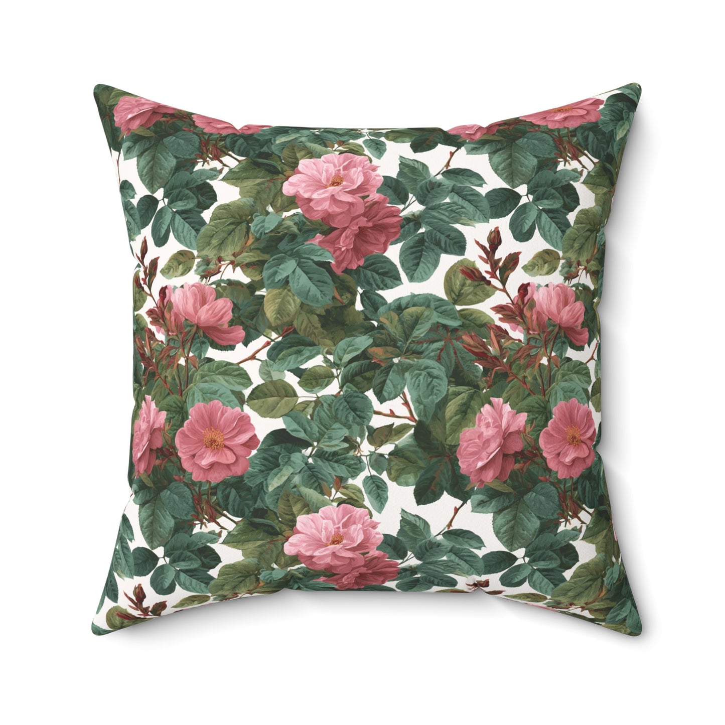Vintage Pink Rose Floral Print Pillow | Square Pillow