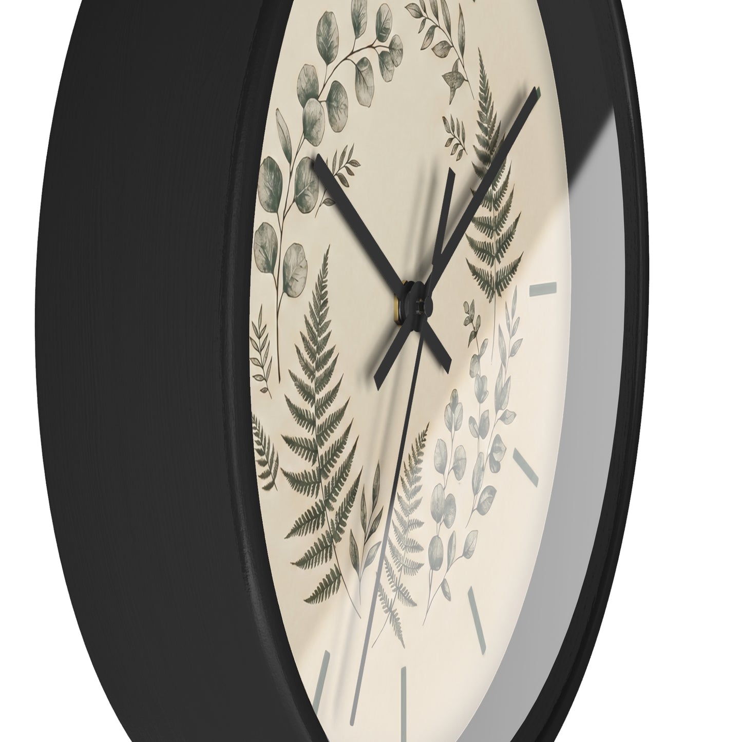 Botanical Fern Wreath Wall Clock | Neutral Eucalyptus Timepiece
