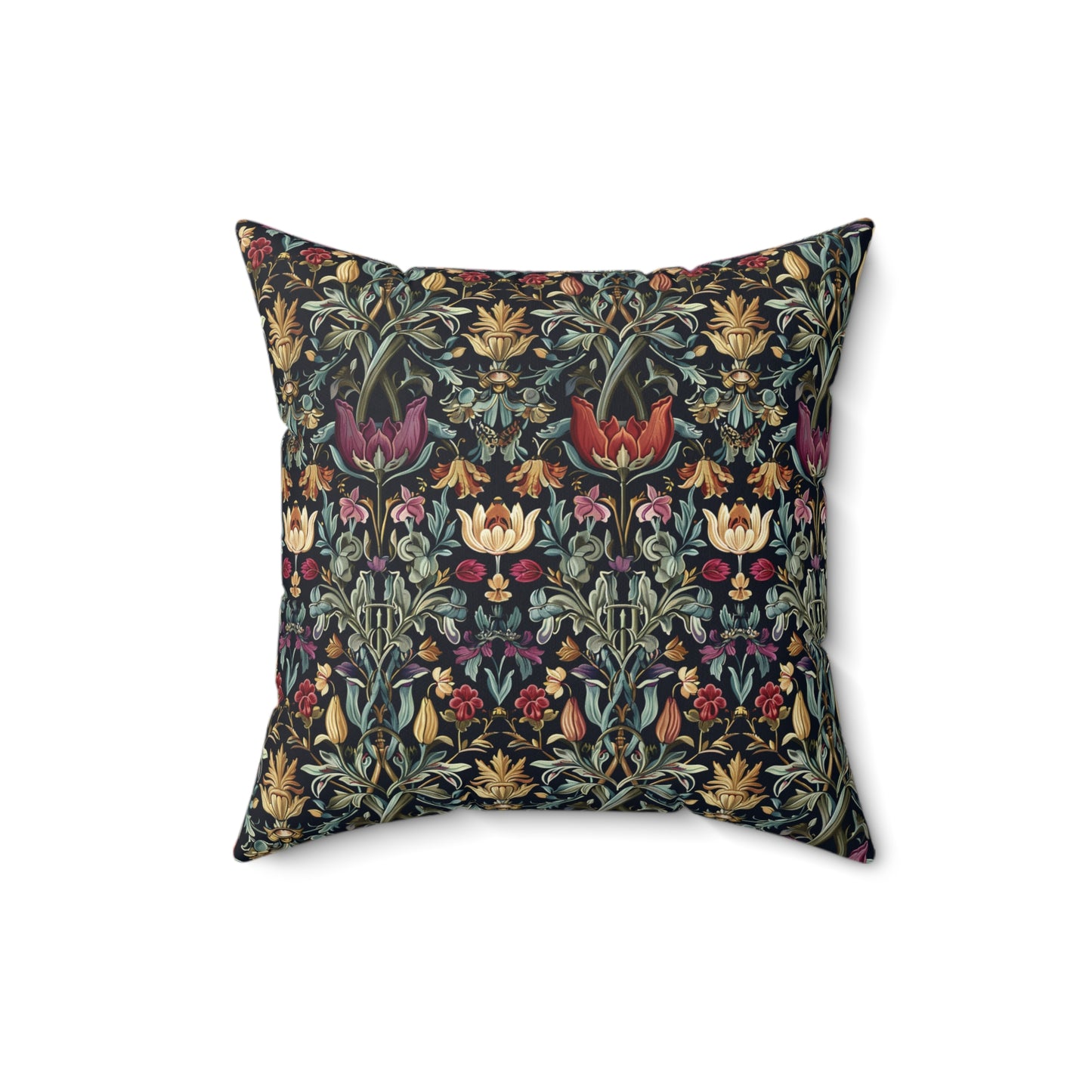 William Morris Style Floral Pattern Pillow | Vintage Botanical Throw Pillow