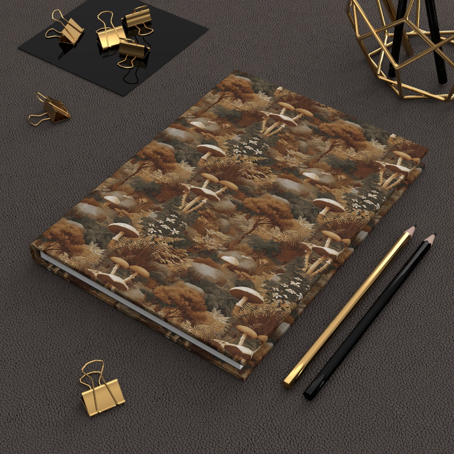 Mushroom Forest Hardcover Journal | Autumn Woodland Pattern