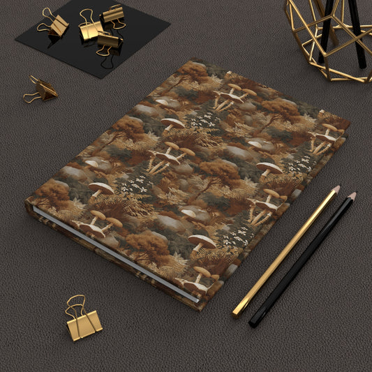 Mushroom Forest Hardcover Journal | Autumn Woodland Pattern