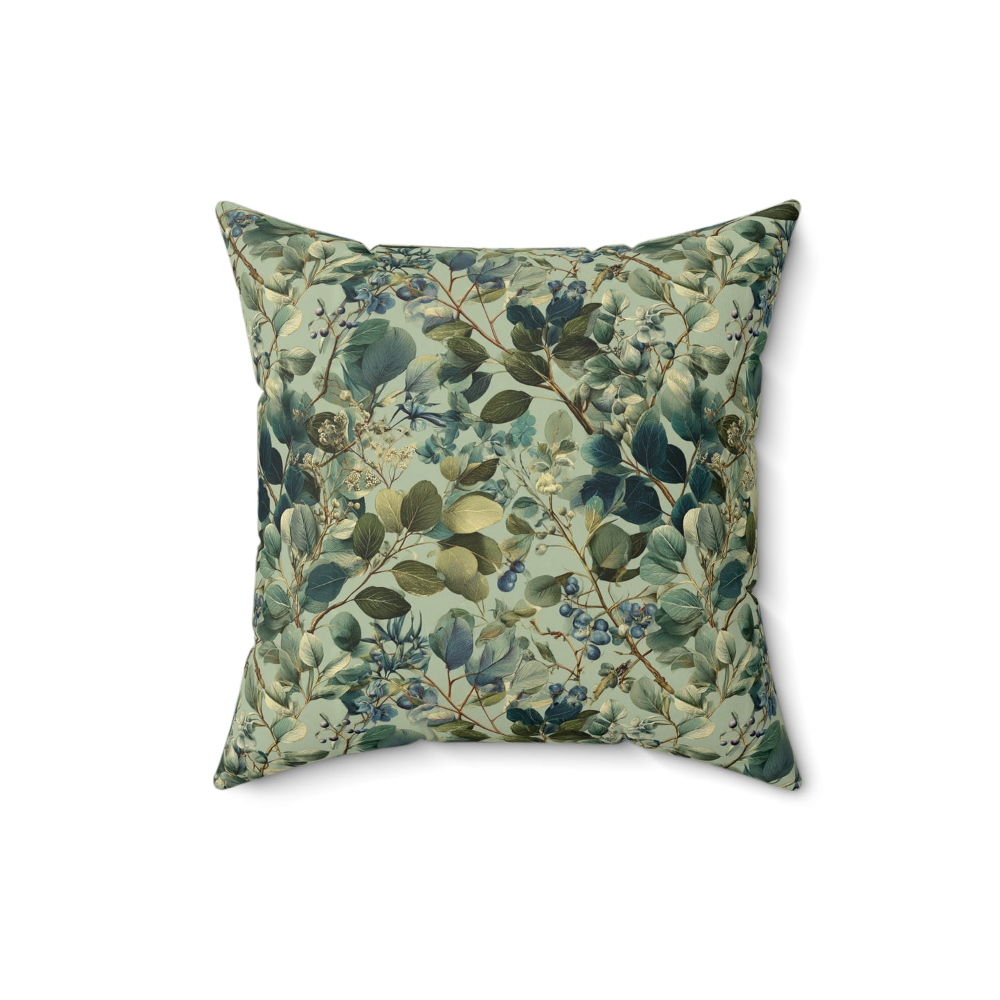 Vintage Botanical Leaves Pillow | Green Floral Throw Pillow
