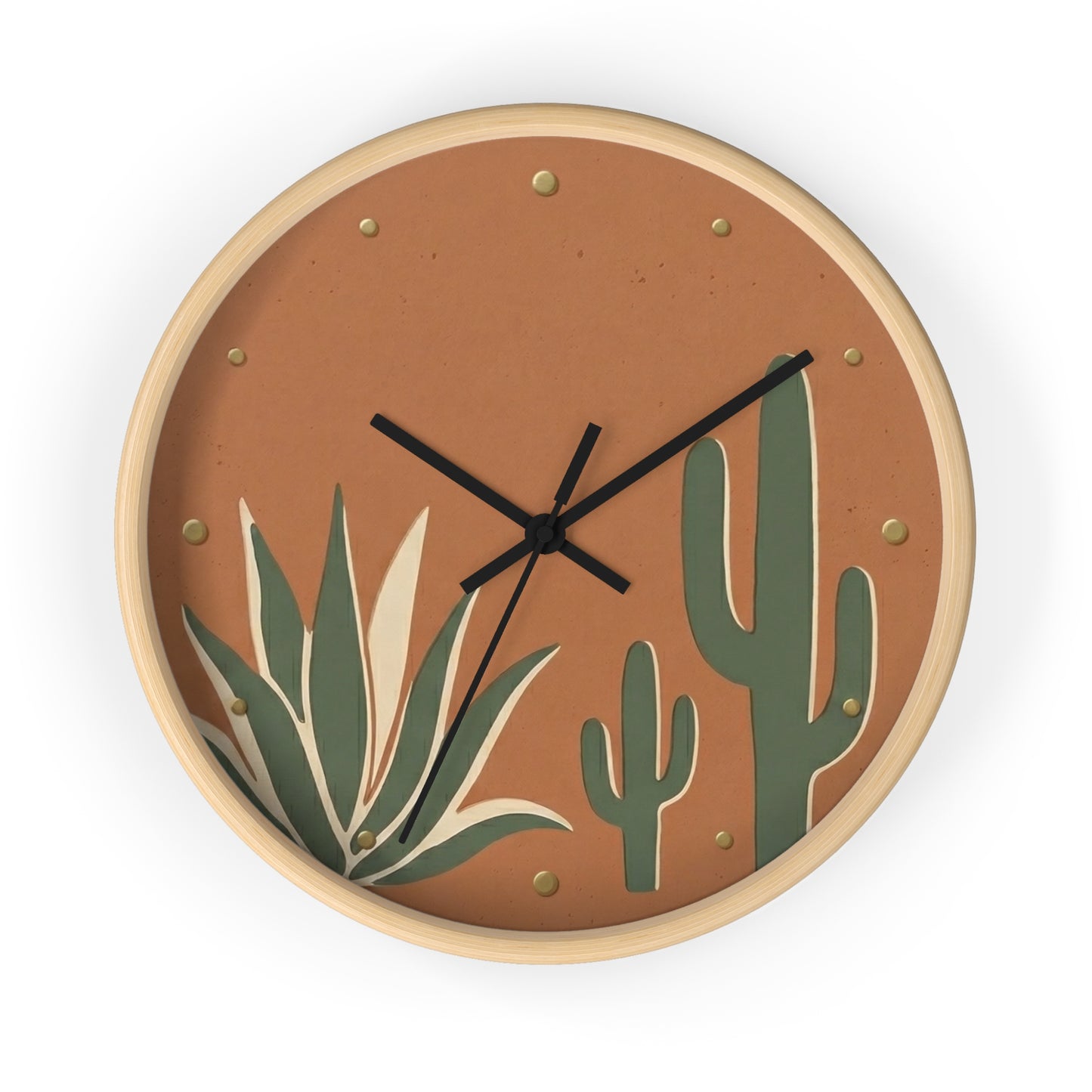 Desert Cactus Illustration Wall Clock | Terracotta Succulent Decor