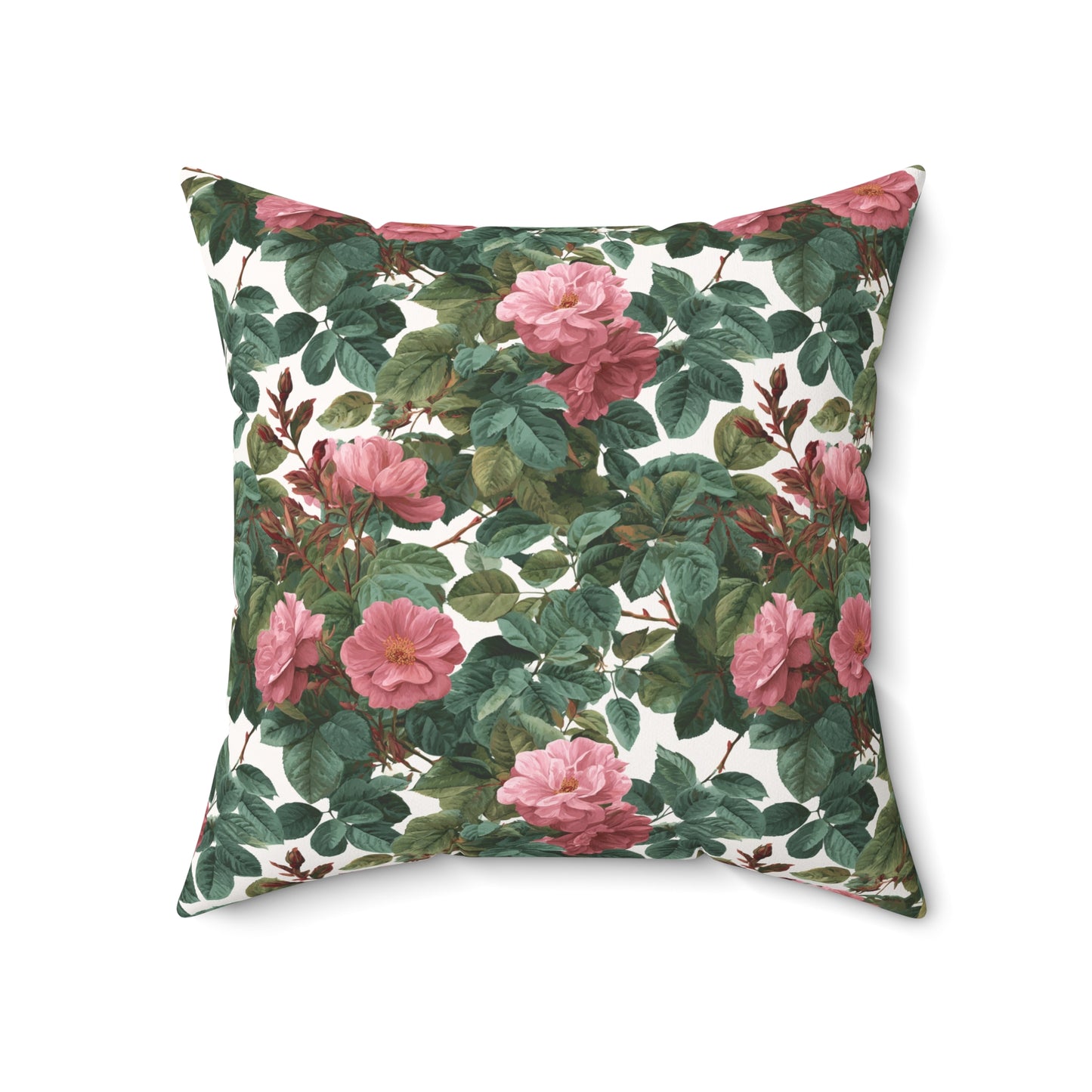 Vintage Pink Rose Floral Print Pillow | Square Pillow
