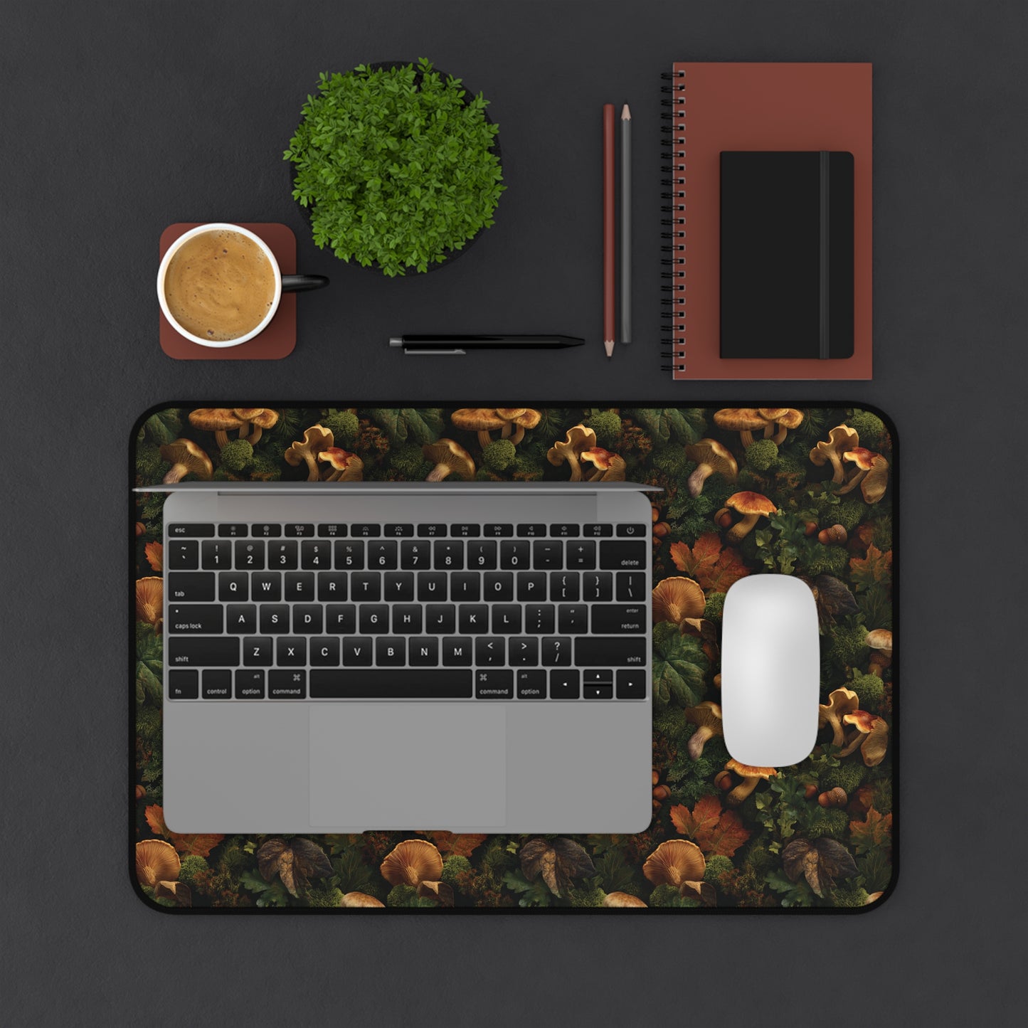 Autumn Mushroom Pattern Desk Mat | Forest Fungi Mousepad