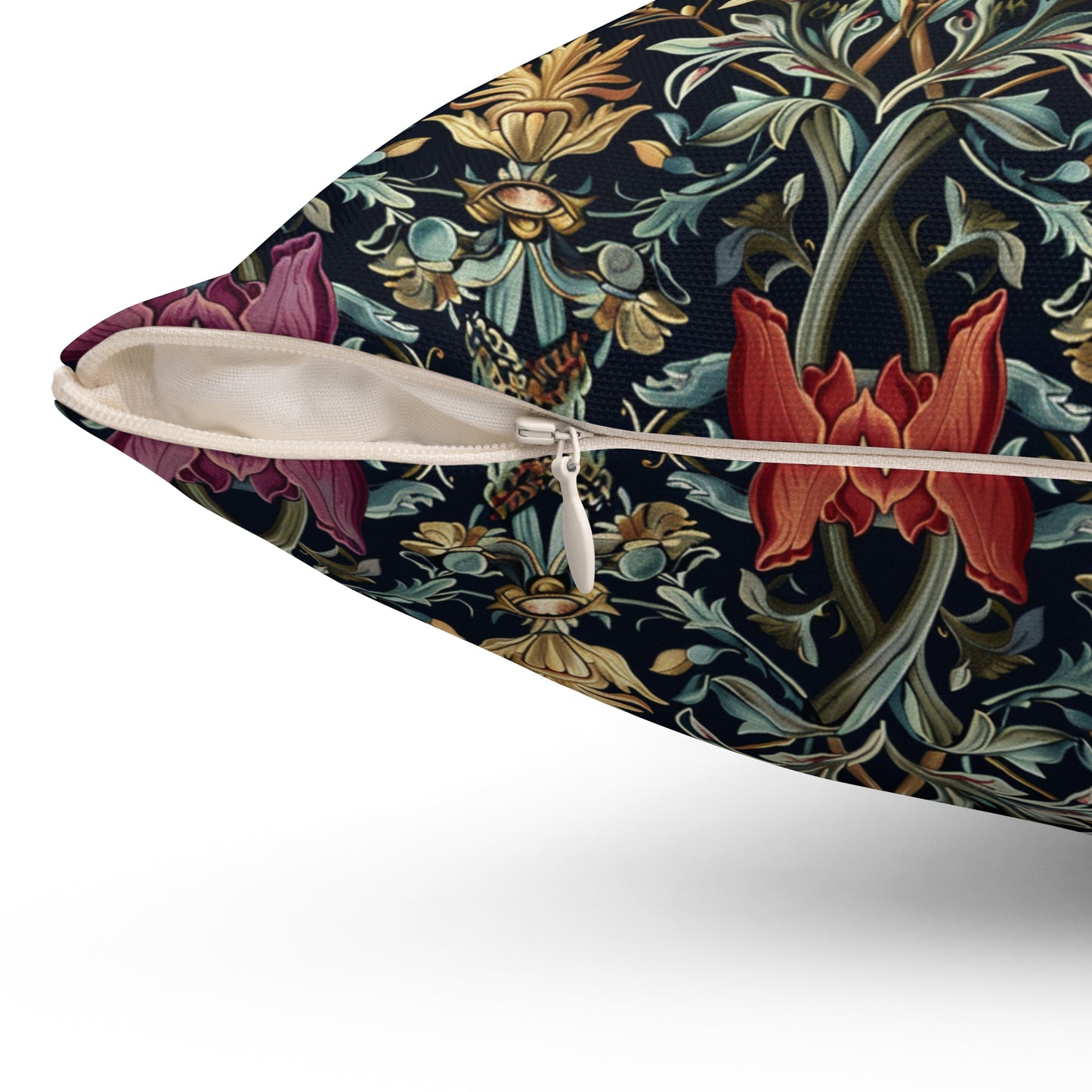 William Morris Style Floral Pattern Pillow | Vintage Botanical Throw Pillow