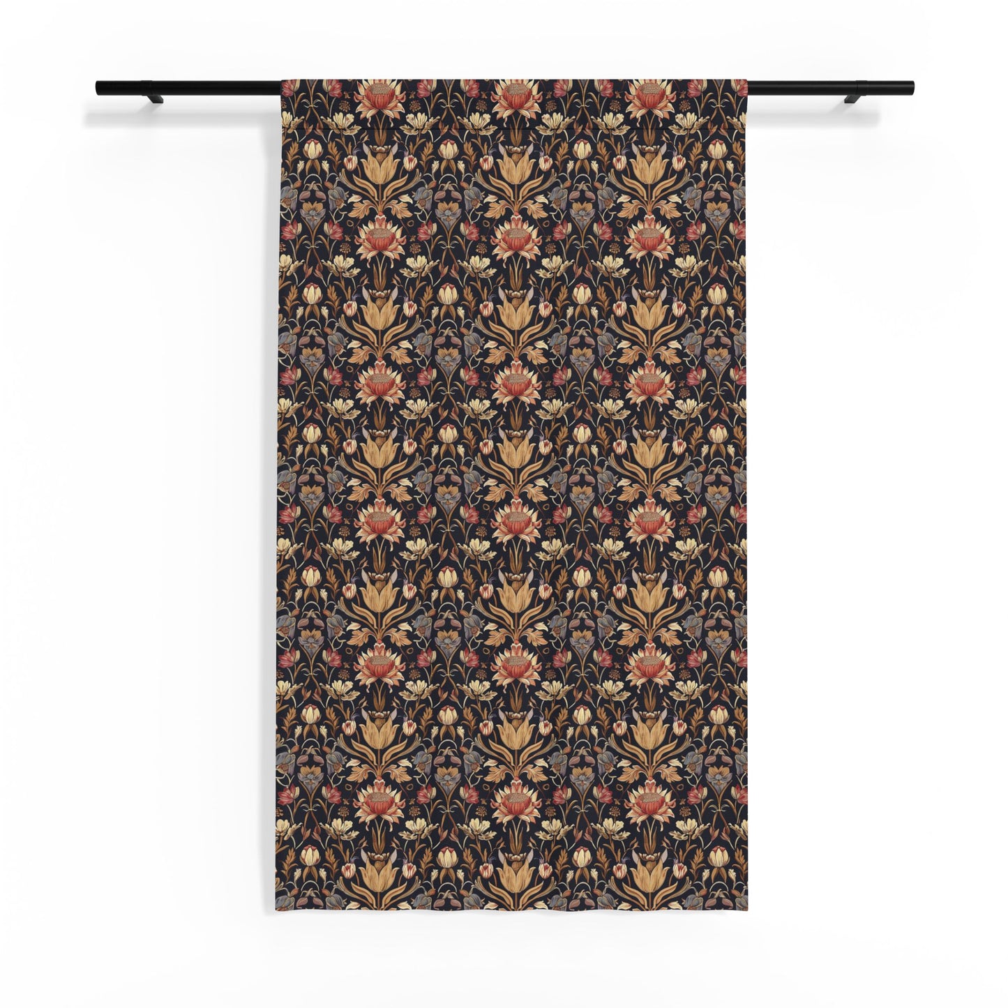Vintage Floral Damask Sheer Window Curtain | Boho Botanical Pattern