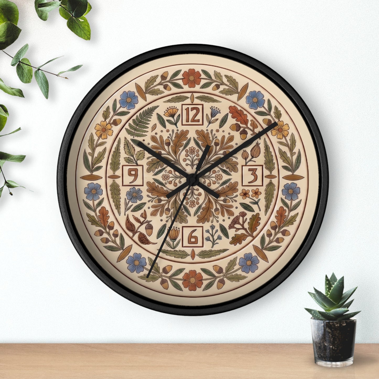 Boho Floral Mandala Wall Clock | Arts And Crafts Rustic Floral Pattern Clock