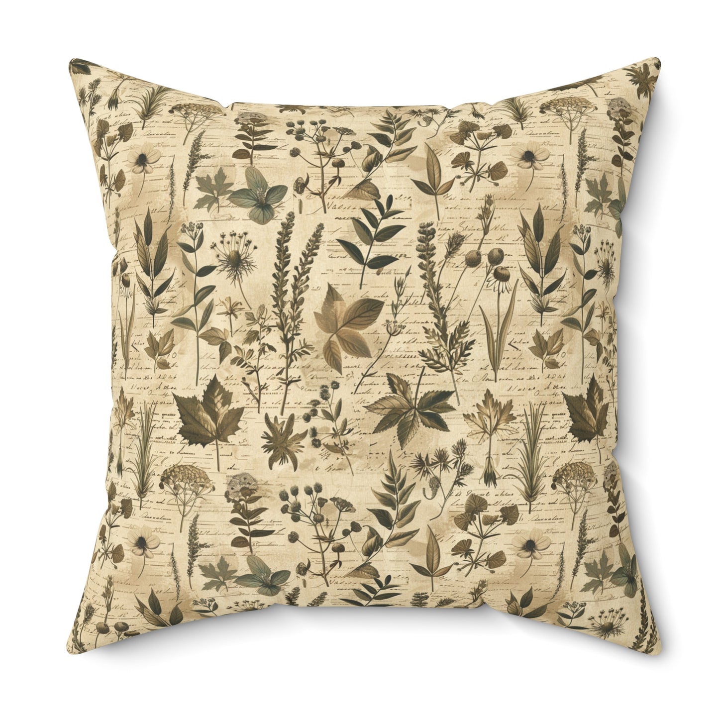 Vintage Botanical Pattern Pillow | Neutral Floral Accent Pillow